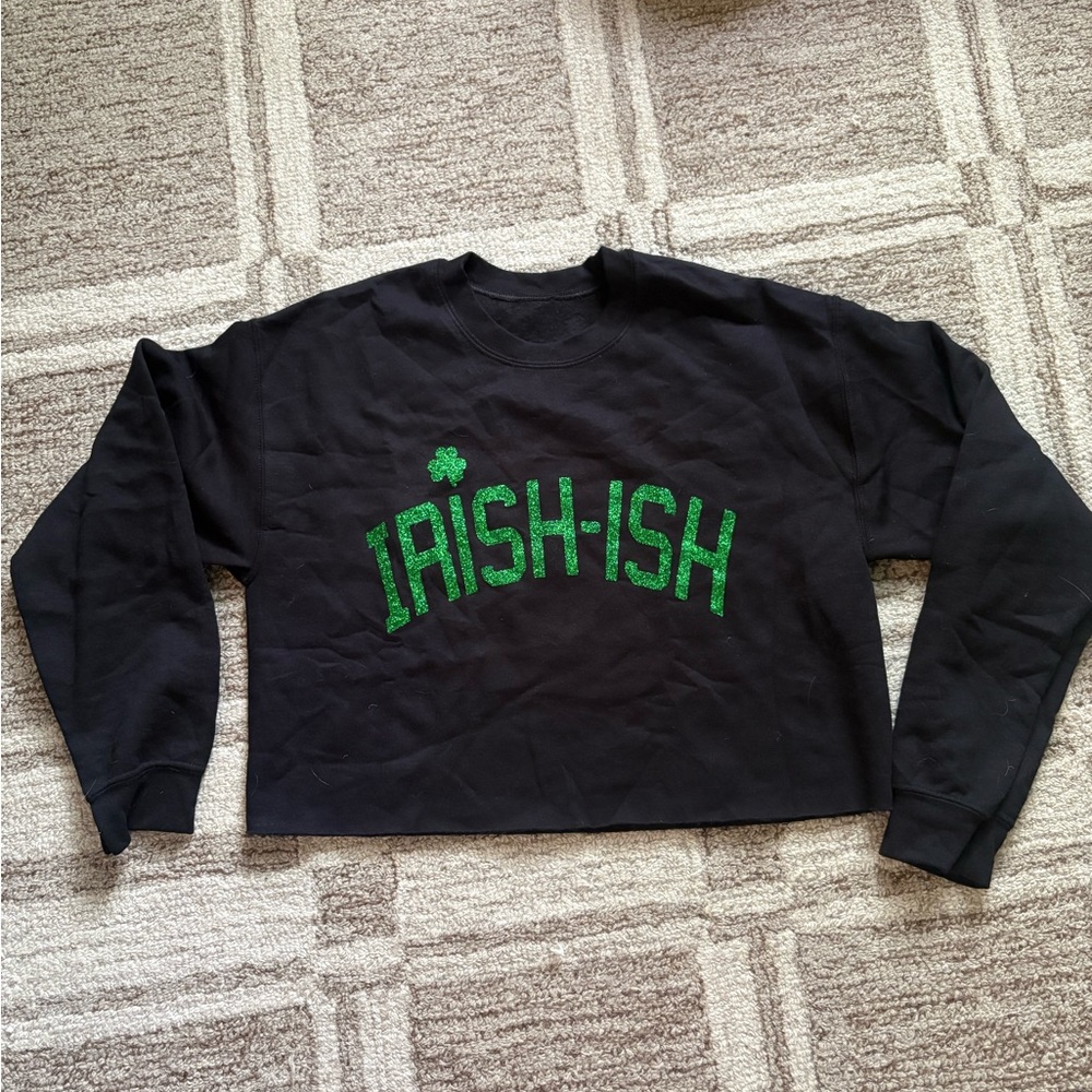 Cropped Irish-ish Black Sweatshirt
